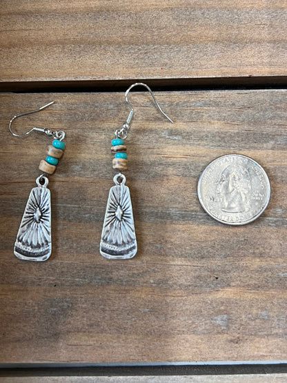 Turquoise Wood Tribal Dangles