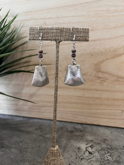 Wood tribal Dangles // Handmade Earrings // Gift for her