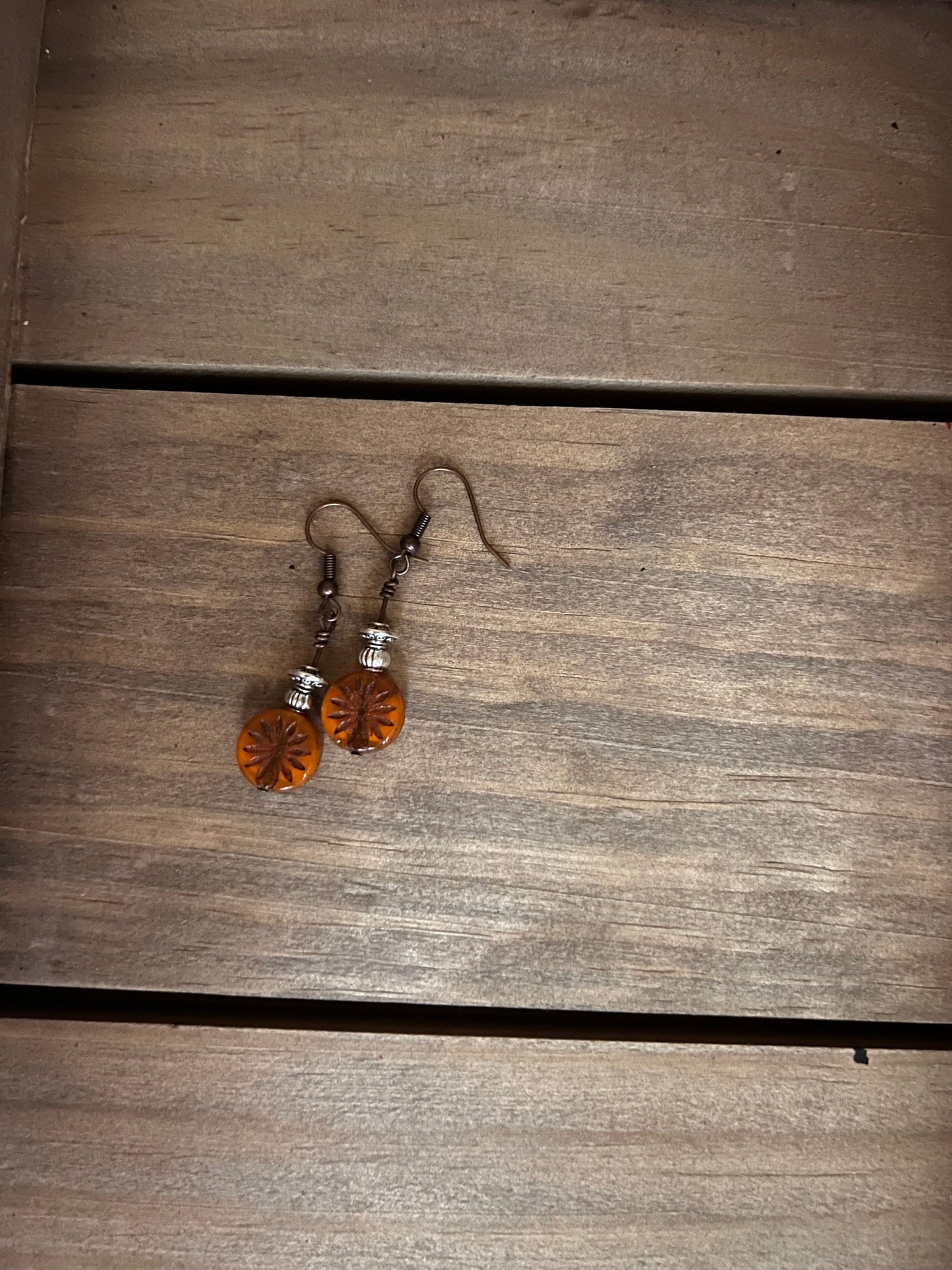 Orange Boho Dangle Earrings/Handmade Unique Jewelry/Gift for her