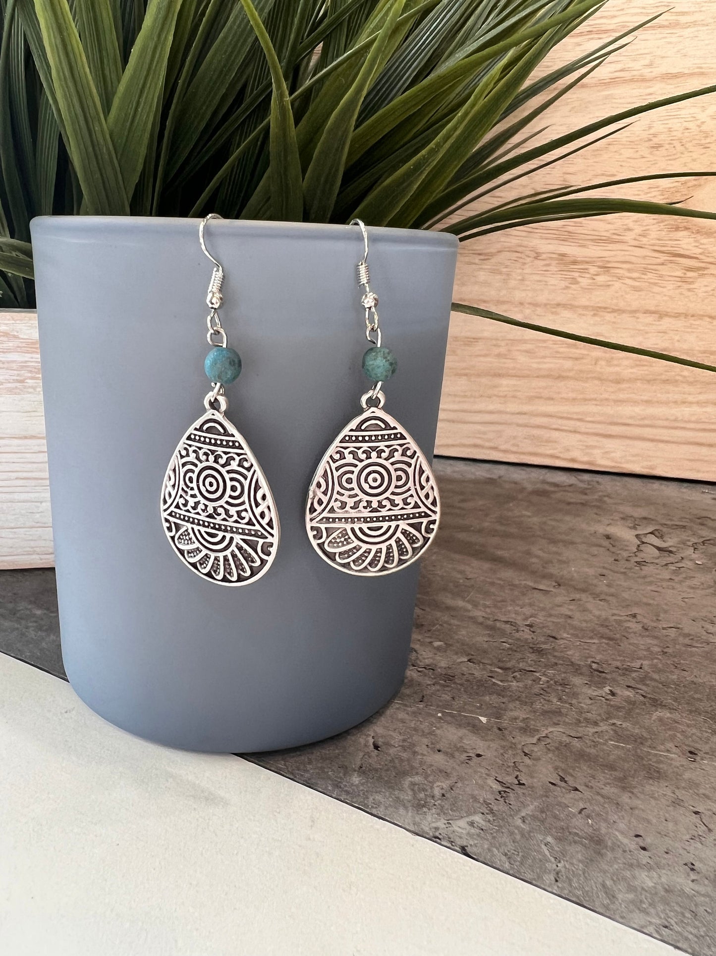 Tribal Teardrops // Silver Dangle Earrings