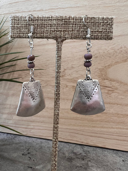 Wood tribal Dangles // Handmade Earrings // Gift for her