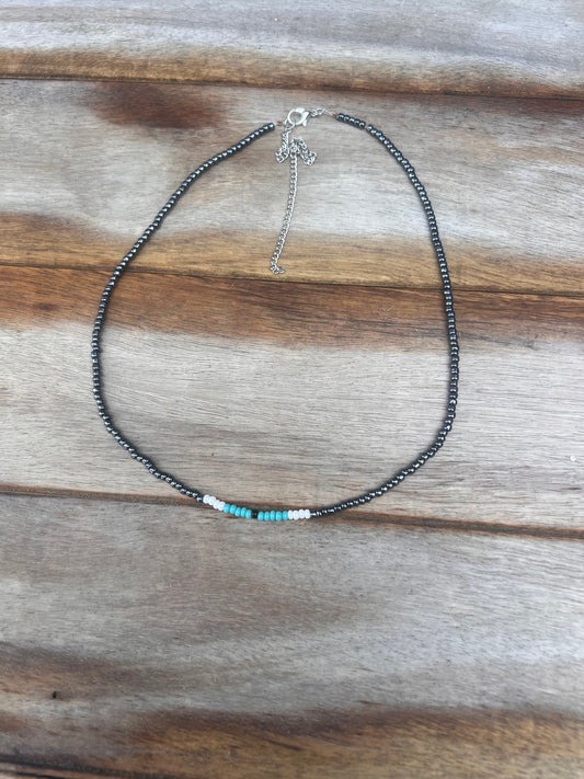 Western Beaded Choker - Bluebird