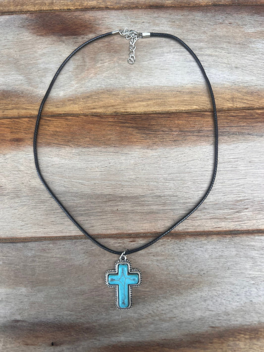 Charm Stacker Choker - Turquoise Cross