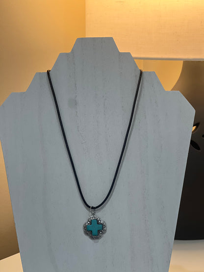 Charm Stacker Choker - Small Turquoise Cross