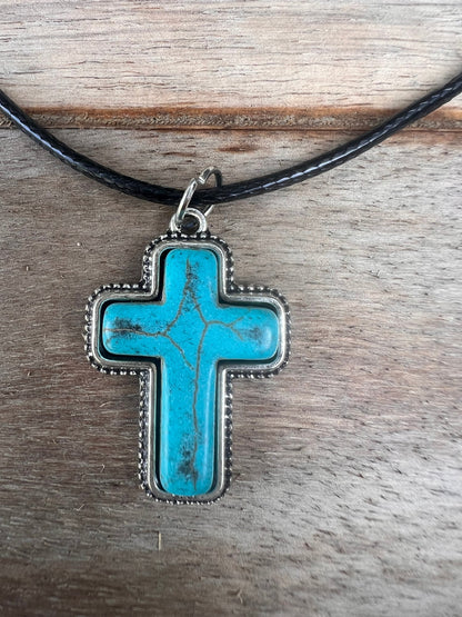 Charm Stacker Choker - Turquoise Cross