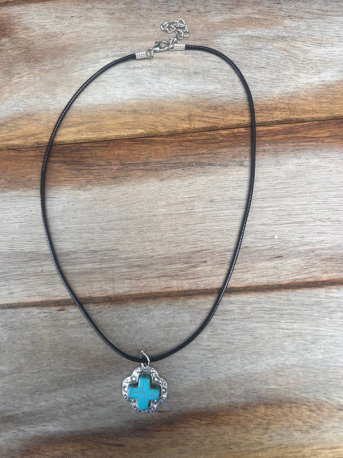 Charm Stacker Choker - Small Turquoise Cross